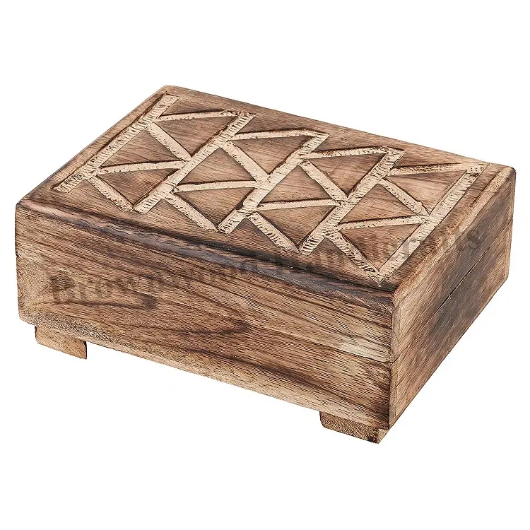 Hot Selling Top Quality Hand Carved Mango Wood Box Wooden Keepsake & Jewelry Box at Factory Price for Wholesale Bulk Buyers