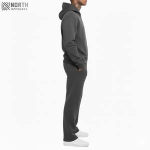 Conjuntos de joggers de lana de algodón para hombre, chándal de invierno, sudaderas con capucha y pantalones acampanados con cremallera bordados, chándal - Product Image 4
