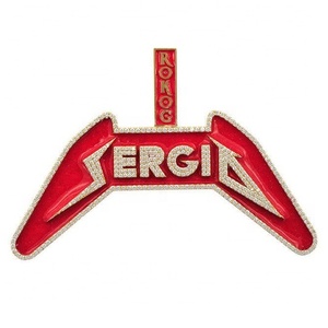 สร้อยคอไทเทเนียมสไตล์ฮิปฮอปฟุตบอลซูเปอร์สตาร์ที่ทำจากเหล็กชุบโรเดียมฝังทองและเพชรตามสั่ง - Product Image 1