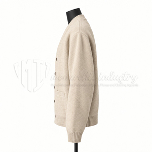 Suéter Cárdigan de Punto para Hombre, con Logotipo Personalizado, Cuello en V, Informal, Mezcla de Lana, Fabricante de Prendas de Punto, Venta al Por Mayor, OEM, ODM - Product Image 2