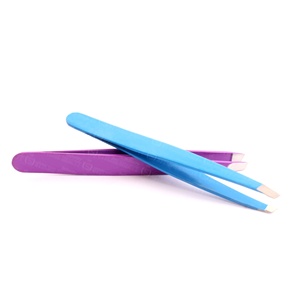 Pince à épiler pour sourcils en acier inoxydable argenté, pointe orange et jaune, marque privée, antistatique, non corrosive - Product Image 6