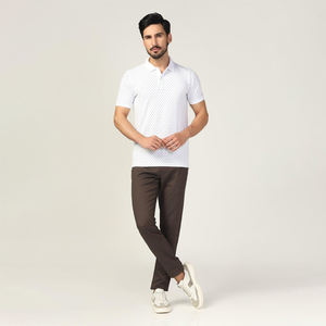 Camisas de Hombre Hechas a Medida al por Mayor, de Poliéster/Algodón, Corte Ajustado, Manga Corta, Blancas, con Estampado Personalizado, Último Modelo de Punto - Product Image 5