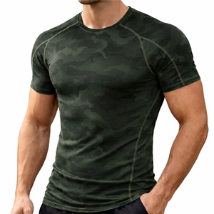 Camiseta de Compresión de Camuflaje para Hombre, Manga Corta, Ropa Deportiva para Gimnasio, Transpirable, Elástica, Protector de Erupciones para Fitness - Product Image 1