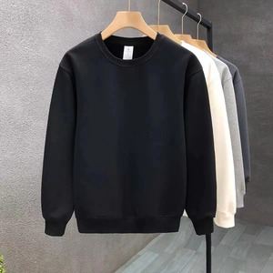 2025 pur blanc hommes pull à col rond nouveau printemps automne à manches longues T-Shirt Simple automne mode jeunesse vêtements conception solide - Product Image 2