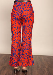 Orange and Black Relaxed Pant With 2 Pockets and Full Elastic <b>Belt</b> Pants <b>for</b> <b>Women</b> Work High Waisted T Shirt <b>Dress</b> Pants - Product Image 4