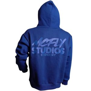Sweat à capuche bleu pour homme en molleton de coton lourd avec poche kangourou, sweat-shirt décontracté streetwear - Product Image 2