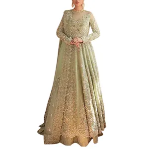 パキスタンの花嫁デザイナーのためのブライダルヘビーレヘンガドレス結婚式のための花嫁ドレスのためのレヘンガ