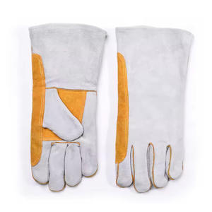 Soldadura Industrial de cuero Guantes de soldadura reforzados de cuero de manga larga de 16 "Función Guantes de cuero de seguridad industrial anticalor - Product Image 1
