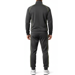 Ensemble de survêtement de jogging pour homme en gros, deux pièces, coupe ajustée, vêtements de sport, entraînement en salle de sport, survêtement gris foncé pour homme - Product Image 2