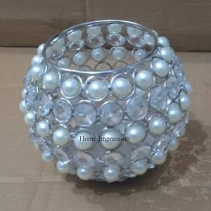 Dernier modèle arrivée ananas Designer fils métalliques plaqués or et cristal clair fait bougeoir pour les décorations de mariage - Product Image 6