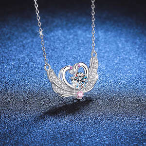 Collar con Colgante de Plata de Ley S925 con Moissanita de 1 Quilate en Forma de Corazón de Cisne, Multicolor, Moderno, Elegante, para Mujer, Regalo - Product Image 3