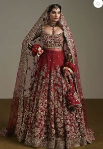 2025 @ หญิง anarkali ชุดเดรส lehenga & dupatta ประดับด้วย dabka ประดับหินลูกปัดแก้วคริสตัลงานไข่มุก - Product Image 2