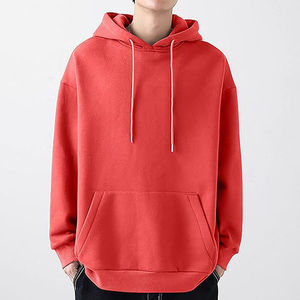 เสื้อฮู้ดดี้ผ้าฝ้ายหนาน้ำหนักมากสำหรับผู้ชาย ทรงโอเวอร์ไซส์ สีน้ำเงินล้วน แบบสวมหัว ไหล่ตก ยูนิเซ็กส์ สตรีทแวร์ ขายส่ง - Product Image 2
