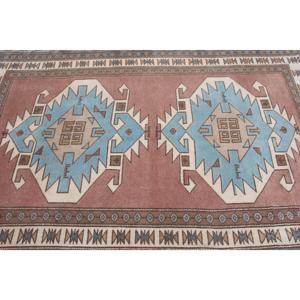 Turkish Vintage Rug, 4.6x7 ft Rug, <b>Brown</b> Striped <b>Wool</b> Rug - Product Image 4