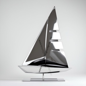 Modèle de voilier élégant en aluminium avec motif de voile découpé Décor nautique moderne pour la maison et le bureau Sculpture d'art en métal en gros - Product Image 2