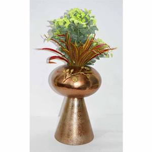 Premium Hot Metal Hammered Texture Pillar Shape Copper Toned Color Royal Look Flower <b>Vase</b> <b>Unique</b> Style Fancy Wedding Flower <b>Vase</b> - Product Image 1