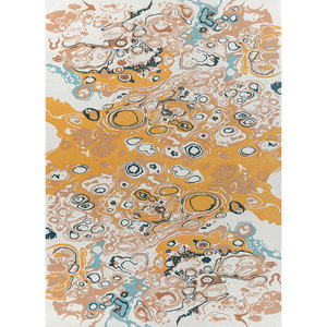 Alfombra de Lana Anudada a Mano Sthir Ivory Piwl-7006 con Patrón Abstracto para Decoración del Hogar, Estilo Tabriz para Sala de Estar y Dormitorio, Hecha a Mano - Product Image 1