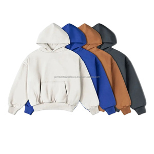 Sweat-shirts à capuche personnalisés 400 g/m², 100 % coton, lourds, surdimensionnés, courts, pour hommes - Product Image 1