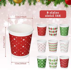Gobelets jetables de Noël en PET/PLA, lot de 8 oz, pour café et thé, motif flocon de neige, assortis, pour fêtes de fin d'année, sans BPA, écologiques - Product Image 3