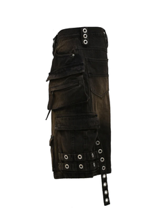 Short en maille denim cargo vintage pour hommes du fabricant en gros 100% coton motif solide avec œillets multi-poches style lavé - Product Image 6