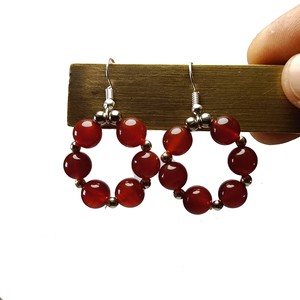 Boucles d'oreilles en perles de cornaline rouge en cristal Boucles d'oreilles en cristal de mode avec pierres précieuses de guérison Ensemble de bijoux pour femmes grossiste de perles - Product Image 2