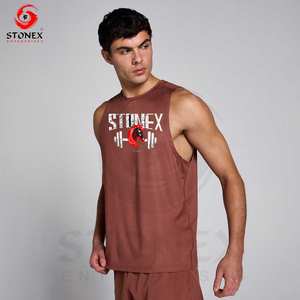 Nouveautés : Débardeurs de sport décontractés respirants à séchage rapide, grandes tailles, couleur personnalisée pour hommes, polyester/coton - Product Image 4