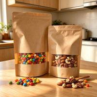 Sachet Doypack en papier Kraft brun avec fenêtre, refermable, de qualité alimentaire, recyclable, impression personnalisée OEM, 25*35+5cm
