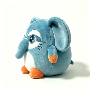 Peluche d'éléphant bleue personnalisée, peluche d'éléphant super-héros, peluche ronde et moelleuse, peluche d'éléphant masqué - Product Image 3