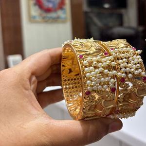 Traditional High Quality <b>Gold</b> Plated Openable Two <b>Set</b> Of <b>Bangles</b> Wedding Functions Occasions Wear Collection Women And Girls - Product Image 1