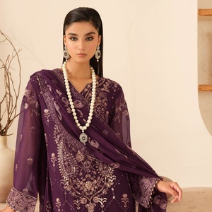 ชุดเดรส Anarkali สำหรับผู้หญิงผ้าชีฟองปักลาย3ชิ้นสำหรับงานแต่งงานชุดส่าหรี - Product Image 6