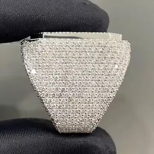 Hot Selling VVS Moissanite Round 925 Sterling <b>Silver</b> <b>Ring</b> Gold Fine Jewelry <b>Men</b> Women Diamond Test Passes HipHop Style <b>Ring</b> - Product Image 3
