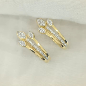 Leaf-Shaped Luxury Hoop <b>Earrings</b> for Women IGI Certified VVS VS E F Lab Grown Diamonds 10k 14k 18k Yellow <b>Gold</b> Plated - Product Image 1