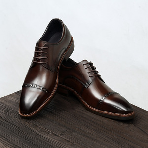 Chaussures Oxford en cuir de vachette pleine fleur avec talon amorti et design antidérapant, chaussures habillées pour hommes, chaussures en cuir - Product Image 3
