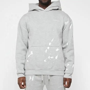 Venta al por mayor de trajes de sudor de lana de algodón 100% de peso pesado diseños personalizados para gimnasio ropa deportiva informal pintura arte Splash estilos chándales - Product Image 1