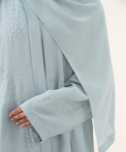 Abaya islamique de qualité supérieure bleu ciel mauve, robe kaftan longue, ensemble de 2 pièces, hijab, foulard khimar et jupe, robe de prière pour femmes musulmanes - Product Image 4