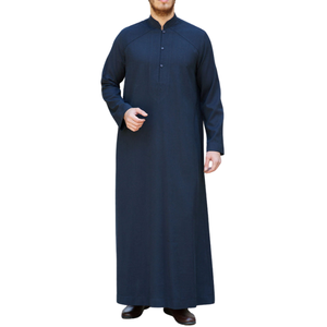 เสื้อผ้าแขนยาวสำหรับผู้ชายมุสลิมมาใหม่ผ้าโพลีเอสเตอร์เนื้อนุ่มคุณภาพสูงคอเสื้อชาวอาหรับซาอุดิอาระเบียสำหรับผู้ชาย - Product Image 3
