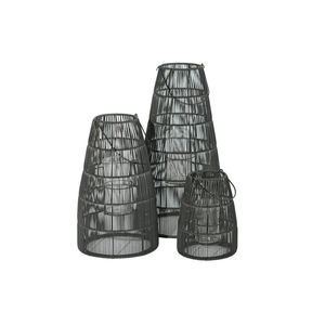 Set of 3 Natural Wicker Lanterns with Handles <b>Decorative</b> Candle Holders for Indoor Outdoor Rustic Bamboo Style Wedding <b>Decor</b> - Product Image 6