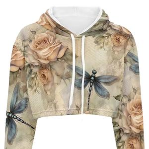 Ropa informal de alta calidad para mujer, hombro caído, transpirable, ecológico, con capucha, Top corto de punto, sudaderas con capucha de invierno - Product Image 1