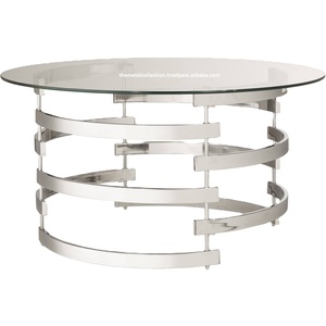 Mesa de diseño moderno para el hogar, muebles de Metal y cristal, Color plateado, para Hotel, restaurante, mesa de té y café, suministros para Hotel - Product Image 1