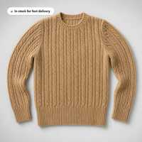 Pull tricoté marron pour homme FNJIA, texture torsadée, col rond, chaud pour l'hiver, décontracté, fabricant de vêtements à marque privée
