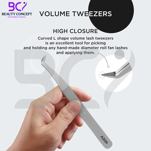 Pince à épiler en acier inoxydable à pointe incurvée de haute précision pour Extensions de cils Volume applicateur greffé de cils outil de maquillage de soins de beauté - Product Image 2