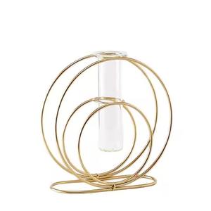 แจกันแก้วตกแต่งบ้านพร้อมหลอดทดลองและฐานโลหะสำหรับวางบนโต๊ะ - Product Image 5