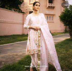 Designer moderne non cousu brodé à la main indien mode avant costumes de style traditionnel pour les femmes vêtements de fête coûteux - Product Image 2