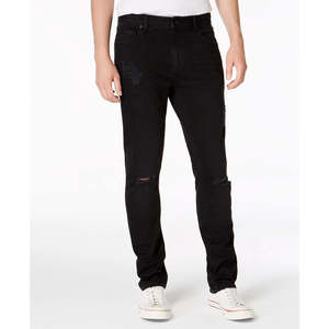 กางเกงยีนส์ทรงสลิมฟิตผ้ายืดสำหรับผู้ชาย ยี่ห้ออเมริกันแร็ก รุ่น Destroyed เอวกลาง ทรงตรง สีสโตนวอช ดีไซน์ลายปะติดสีชาร์โคล ไซส์ 30X32 - Product Image 1