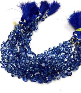 ลูกปัดแซฟไฟร์สีฟ้าละเอียด AAA อัญมณีทรงลูกแพร์เรียบสำหรับสร้อยคอของผู้หญิง - Product Image 6