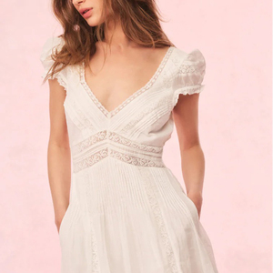 Último Modelo 2026 Vestido <span class=keywords><strong>de</strong></span> Verano Casual con Estampado <span class=keywords><strong>de</strong></span> Rayas y Parches, Cuello en V, Manga Tres Cuartos con Volantes y Cintura <span class=keywords><strong>Imperio</strong></span> - Product Image 3