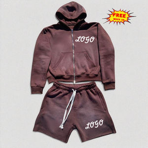 Custom Two-Piece <b>Jogging</b> Set Breathable Zipper Hoodies Lightweight Sweat suit <b>Short</b> <b>Shorts</b> for <b>Men</b> - Product Image 5