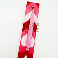 Nuevas Pinzas para Extensión de Pestañas de Acero Inoxidable Antimagnéticas, Color Rosa, con Punta Puntiaguda, Sostenibles, con Logotipo Mink, Calidad Premium, Diseño de Mariposa