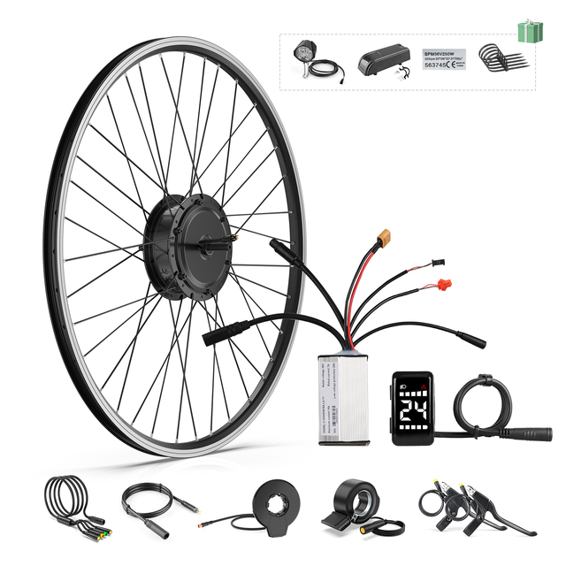 Bafang 500W 48V Front Hub Motor Kit with LCD Display Lithium Battery DC 26" E-bike Conversion Kit