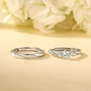 Bague de fiançailles réglable pour couple Jeulia Flipped Moment plaquée or rose en argent sterling - Product Image 6